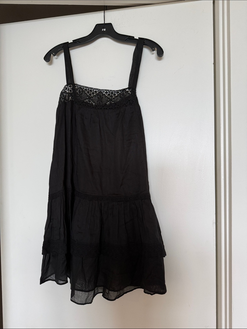 Karts Black Lace-Trim Spaghetti Strap Dress or cover up